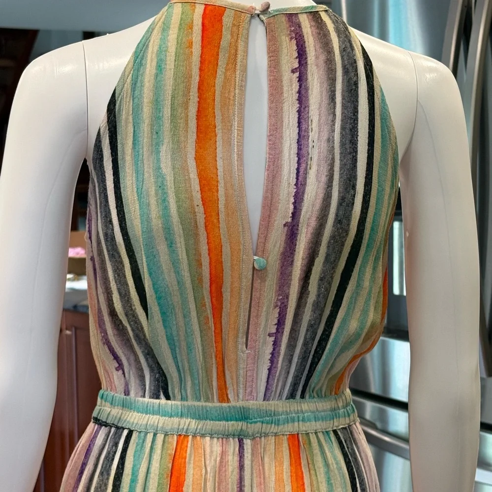 Blank NYC Striped Multicolor Halter Summer Jumpsuit Small - Picture 9 of 11